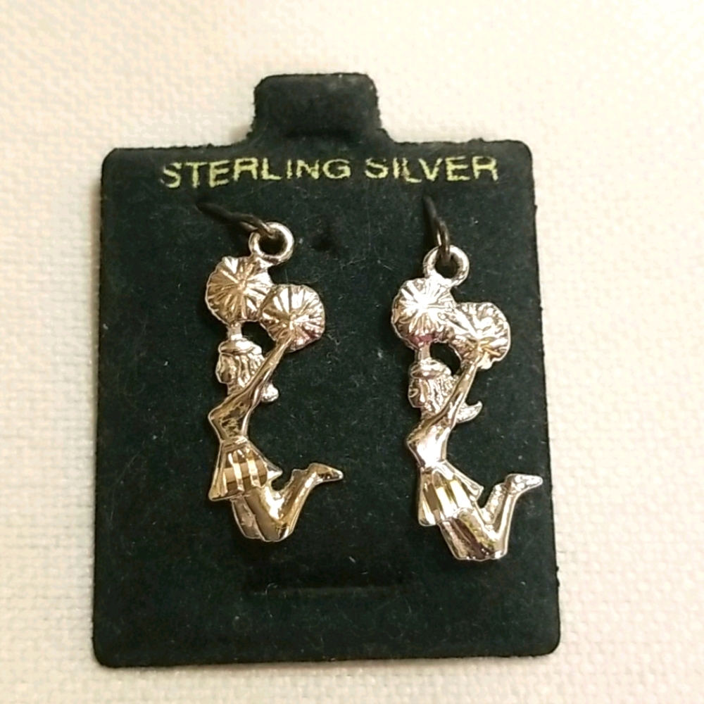Sterling silver cheerleader earrings